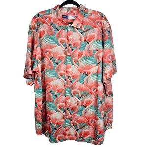 NWT Tropical Hawaiian Flamingo Button Down